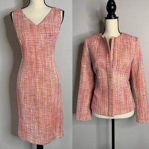 Talbots Tweeted Two Piece Knee Length Sheath Dress & Blazer Suit Set